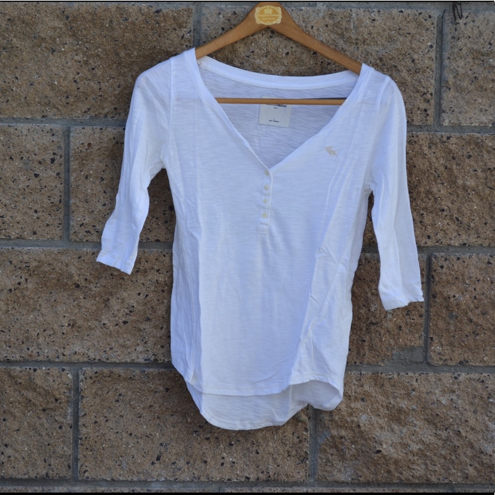 Abercrombie Kids White Classic Button Tee